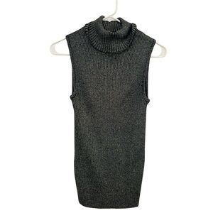 Prewick & Moore Sweater Top Metallic Silver Sleeveless